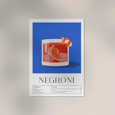Negroni Drink Art Poster Fine Art Canvas – Classic Cocktail