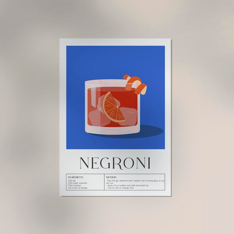 Negroni Drink Art Poster Fine Art Canvas – Classic Cocktail — Ansicht 3