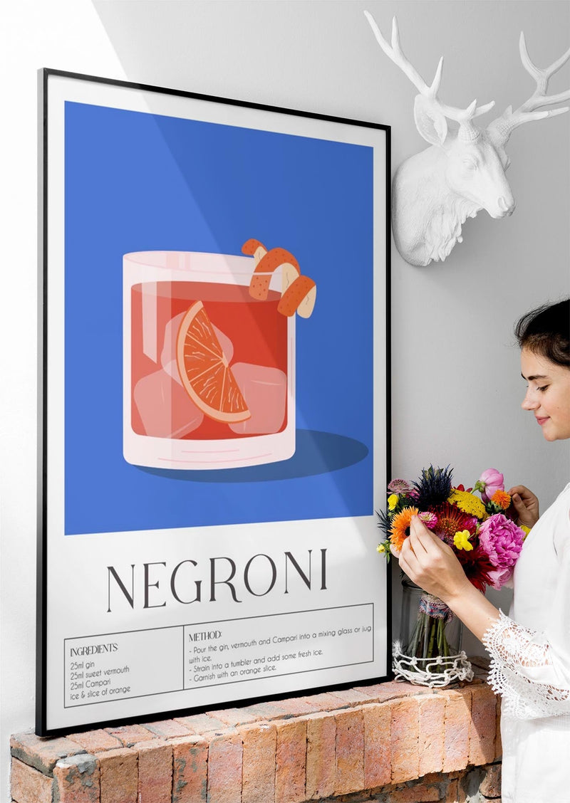 Negroni Drink Art Poster Fine Art Canvas – Classic Cocktail — Ansicht 2