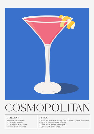 Cosmopolitan Drink Art Poster – Modern Mixology Wandbild