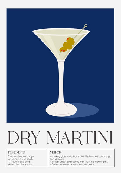 Dry Martini Art Poster – Fine Art Paper oder Canvas, mehrere Größen