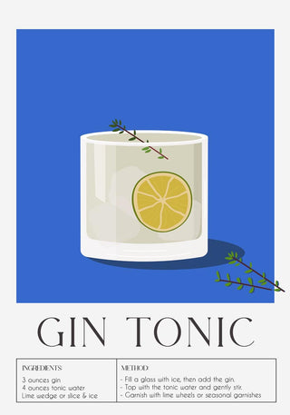 Gin Tonic Drink Art Poster – Contemporary Bar Art | Fine Art Print | Canvas