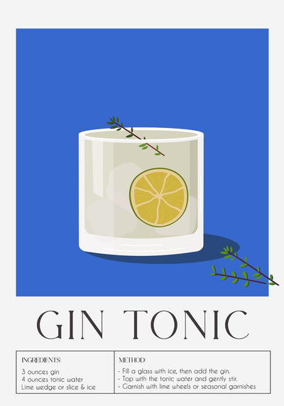 Gin Tonic Drink Art Poster – Contemporary Bar Art | Fine Art Print