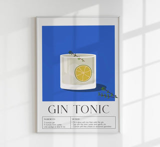 Illustratives Gin-Tonic-Kunstmotiv mit detailreichem Glas, Zitrusakzenten und harmonischer Farbgestaltung im zeitgenössischen Fine-Art-Stil mit canvas-inspirierter Oberfläche für Bar- und Wohnbereiche.
