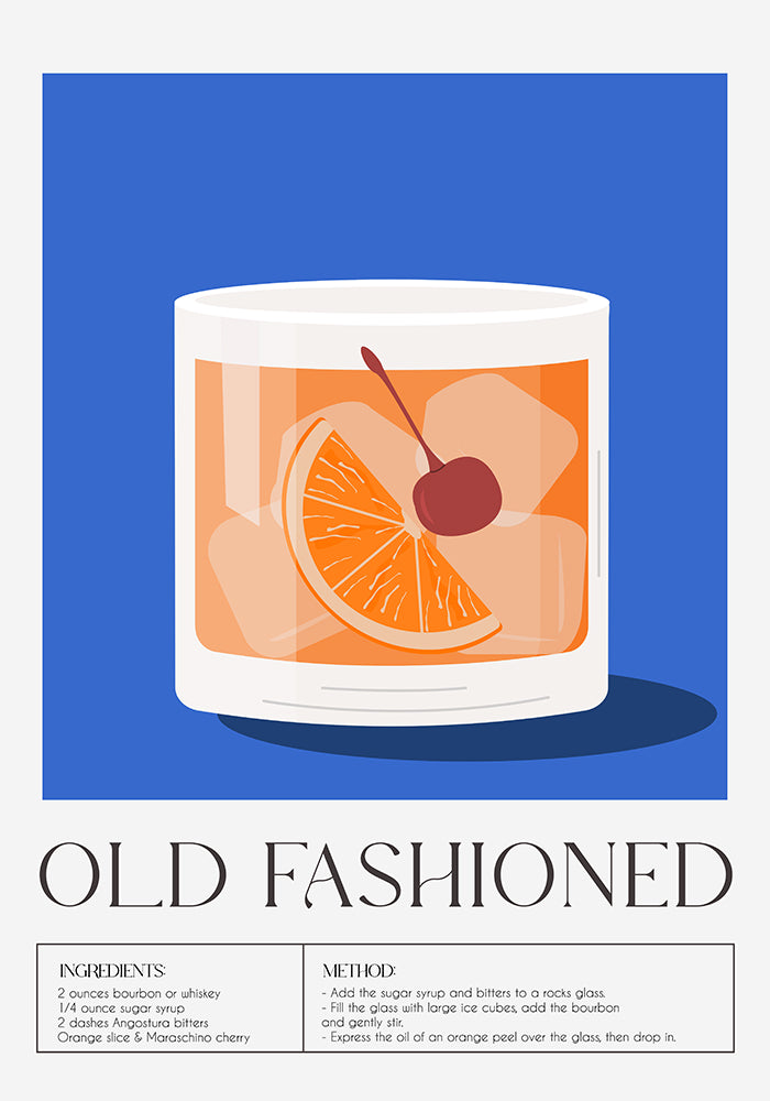 Old Fashioned Drink Art Poster – Mid-Century Modern Design — Ansicht 4