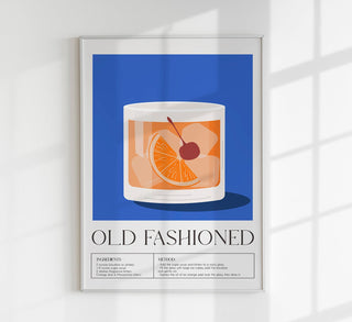 Old Fashioned Drink Art Poster – Mid-Century Modern Design