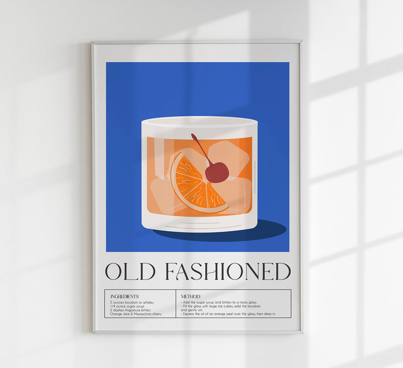 Old Fashioned Drink Art Poster – Mid-Century Modern Design — Patroa Studio