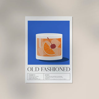 Old Fashioned Drink Art Poster – Mid-Century Modern Design | Klassischer Cocktail | Stilvolles Bar-Motiv