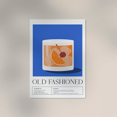 Old Fashioned Drink Art Poster – Mid-Century Modern Design