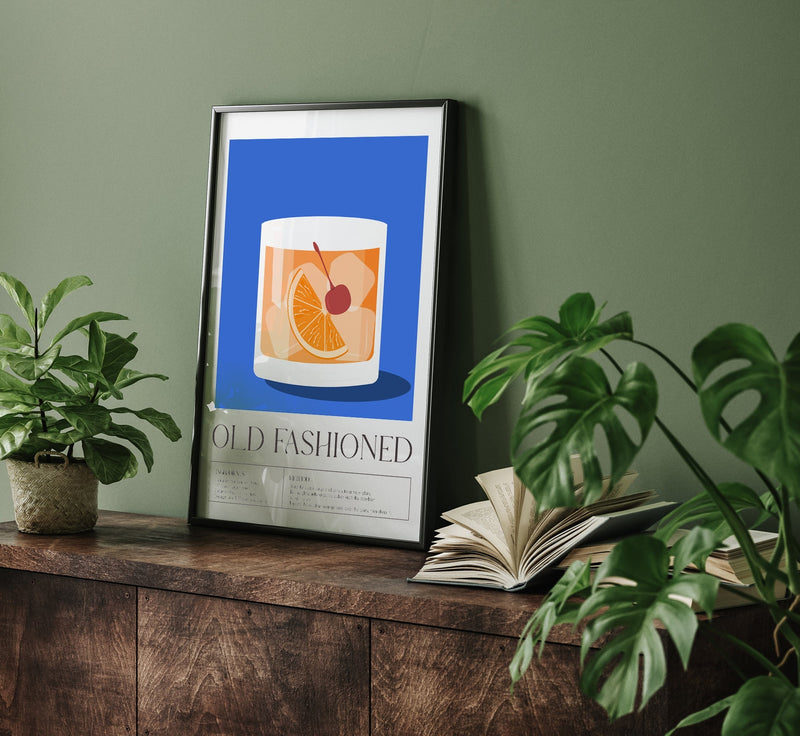 Old Fashioned Drink Art Poster – Mid-Century Modern Design — Ansicht 2