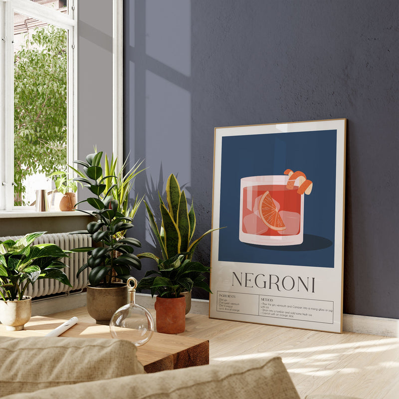 Negroni Dark Blue – Drink Art Poster | Fine Art Canvas — Ansicht 2