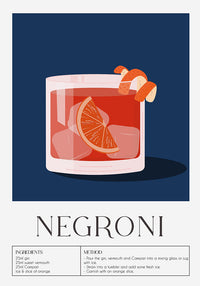 Negroni Dark Blue – Drink Art Poster | Fine Art Canvas — Ansicht 4
