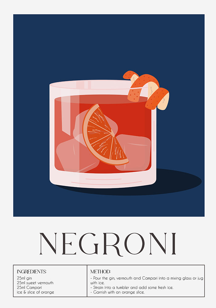 Negroni Dark Blue – Drink Art Poster | Fine Art Canvas — Ansicht 4