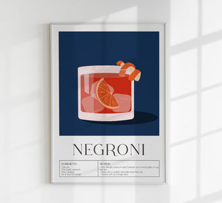 Negroni Dark Blue – Drink Art Poster | Fine Art Canvas | Eleganz