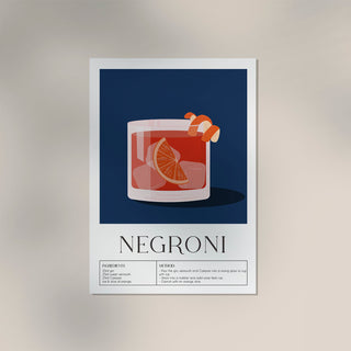 Negroni Dark Blue – Drink Art Poster | Fine Art Canvas | Eleganz