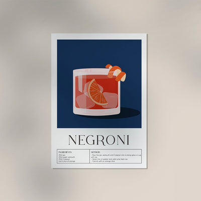 Negroni Dark Blue – Drink Art Poster | Fine Art Canvas