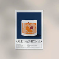 Old Fashioned Drink Dark Blue Art Poster – Modernes Grafikdesign Tiefblaue Farbpalette — Ansicht 2
