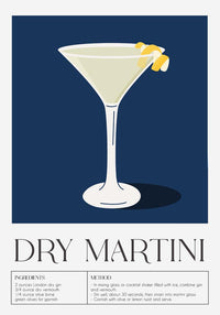 Dry Martini Drink Dark Blue Art Poster – Fine Art Print Cocktailkunst — Ansicht 3