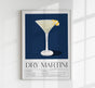 Dry Martini Drink Dark Blue Art Poster – Fine Art Print Cocktailkunst