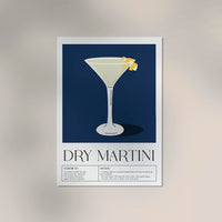 Dry Martini Drink Dark Blue Art Poster – Fine Art Print Cocktailkunst — Ansicht 2