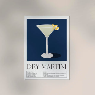 Dry Martini Drink Dark Blue Art Poster – Fine Art Print | Cocktailkunst | Tiefe Nachtstimmung