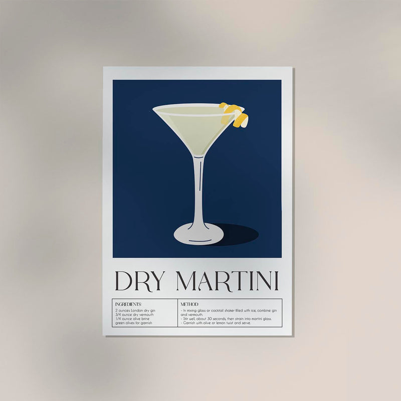 Dry Martini Drink Dark Blue Art Poster – Fine Art Print Cocktailkunst — Ansicht 2