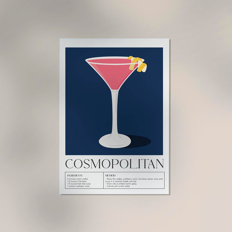 Cosmopolitan Drink – Fine Art Print | Dark Blue Bar Art | Modern Cocktail — Ansicht 2
