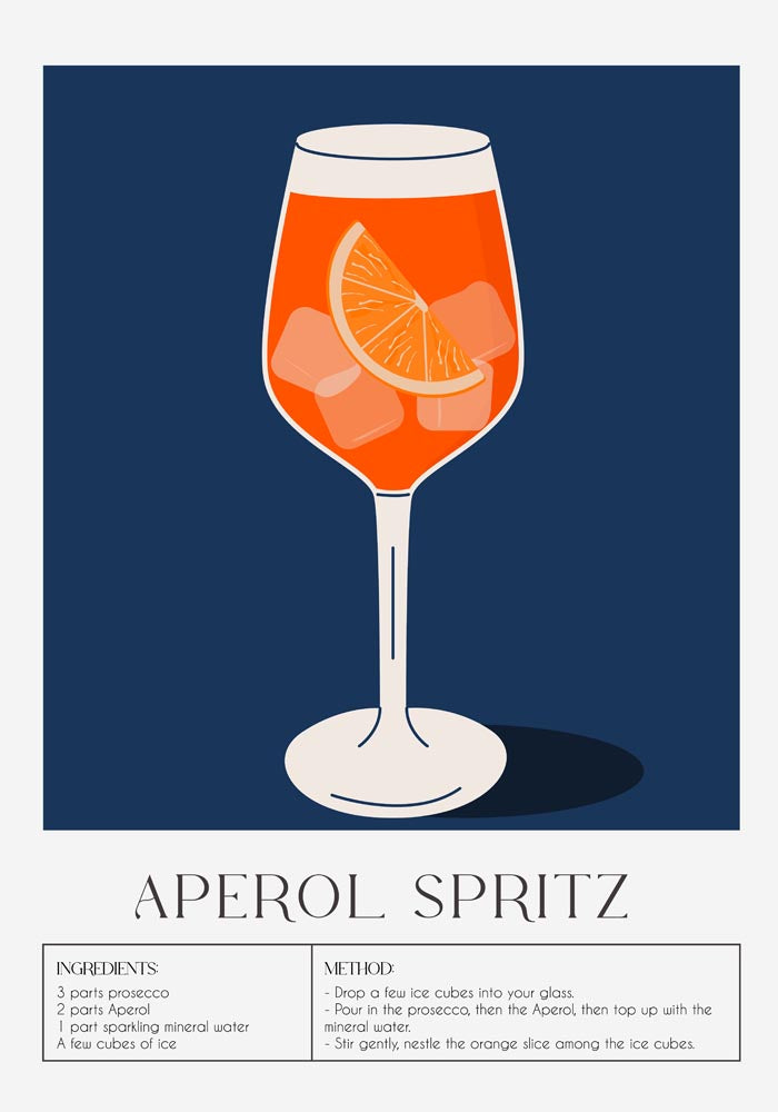 Aperol Spritz Drink Dark Blue Art Poster – Fine Art Print UV-resistant — Ansicht 3