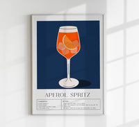 Aperol Spritz Drink Dark Blue Art Poster – Fine Art Print UV-resistant — Ansicht 1