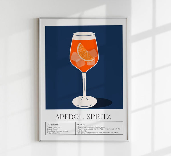 Aperol Spritz Drink Dark Blue Art Poster – Fine Art Print UV-resistant