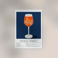 Aperol Spritz Drink Dark Blue Art Poster – Fine Art Print UV-resistant — Ansicht 2