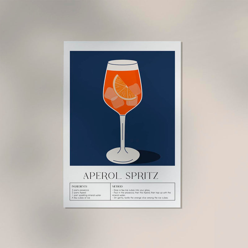 Aperol Spritz Drink Dark Blue Art Poster – Fine Art Print UV-resistant — Ansicht 2