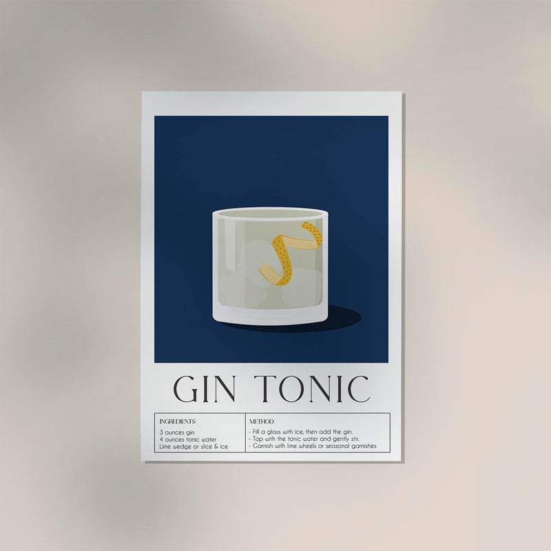 Gin Tonic Drink Dark Blue Art Poster – Fine Art Print Contemporary Bar Art — Ansicht 2