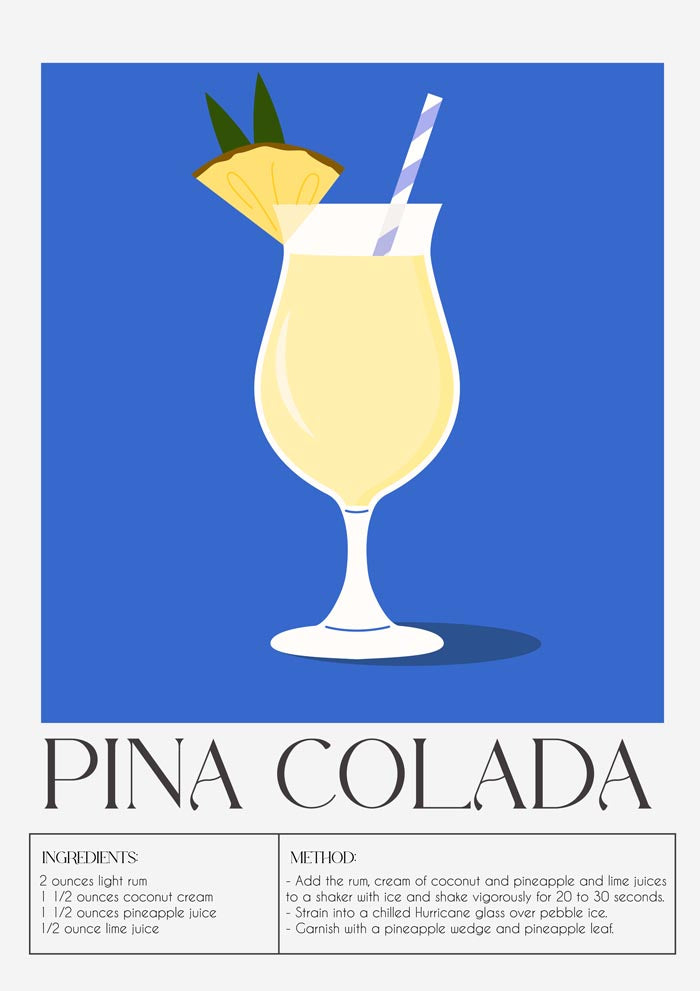 Pina Colada Drink Art Poster Fine Art Canvas Cocktail-Kunstdruck — Ansicht 3