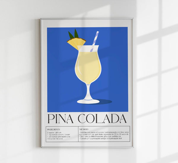 Pina Colada Drink Art Poster Fine Art Canvas Cocktail Art Print