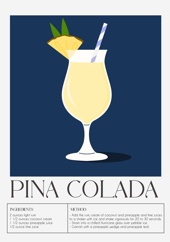 Pina Colada Dark Blue – Drink Art Poster | Fine Art Canvas — Ansicht 3