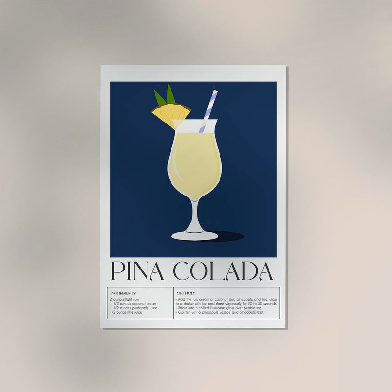 Pina Colada Dark Blue – Drink Art Poster | Fine Art Canvas — Ansicht 2