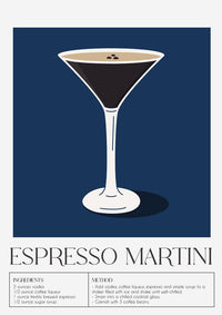Espresso Martini Drink Dark Blue Art Poster - Stylish Modern — Ansicht 3