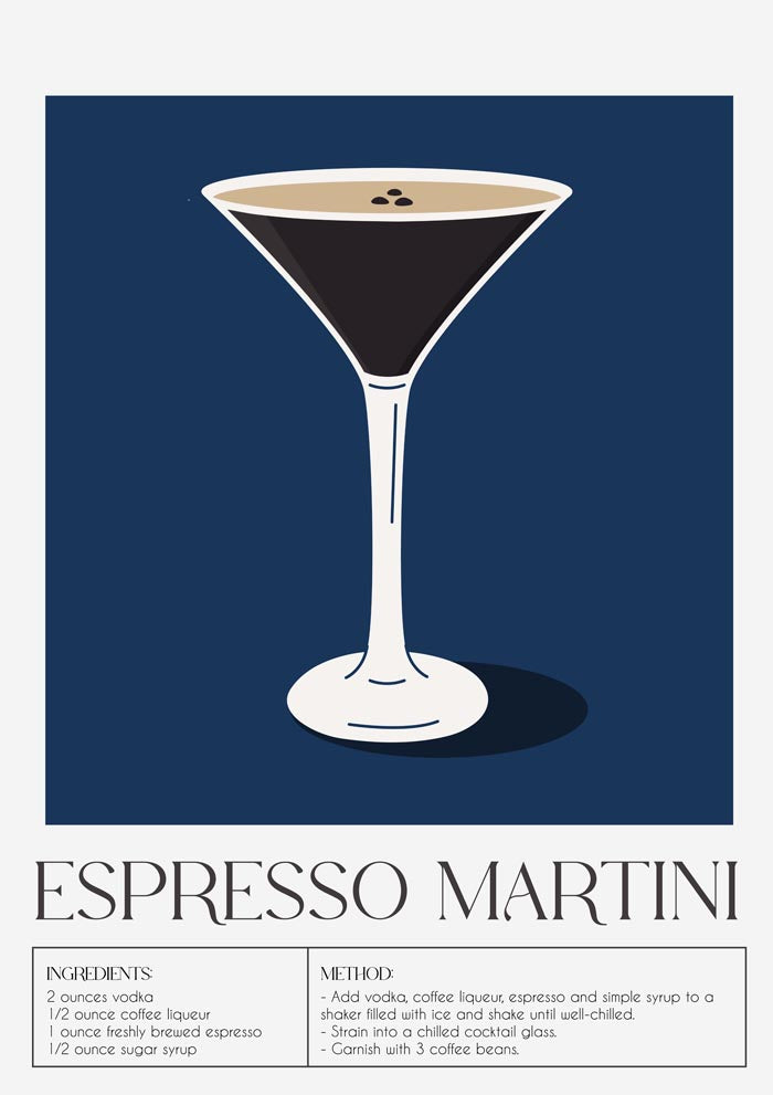 Espresso Martini Drink Dark Blue Art Poster - Stylish Modern — Ansicht 3