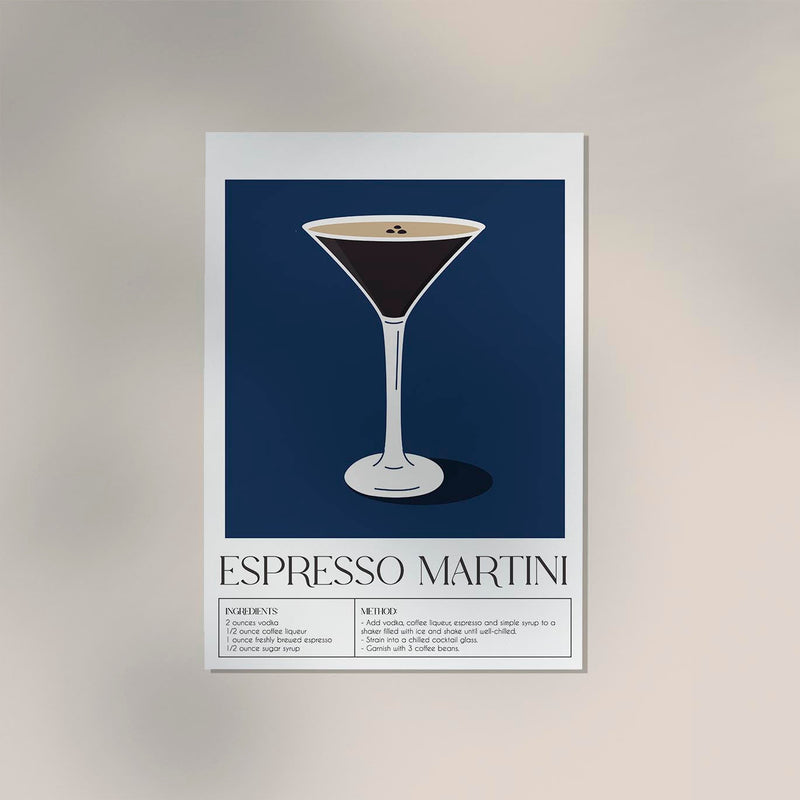 Espresso Martini Drink Dark Blue Art Poster - Stylish Modern — Ansicht 2