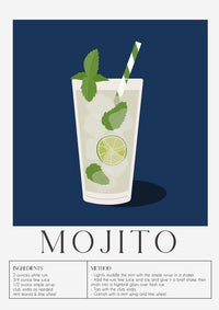 Mojito Drink Dark Blue Art Poster – Fine Art Print UV-Resistant — Ansicht 3