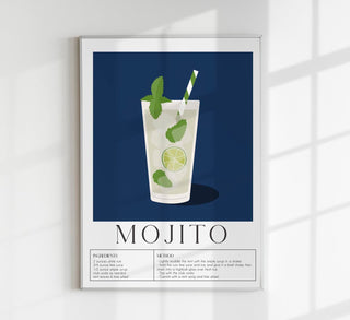 Mojito Drink – Dark Blue Art Poster | Fine Art Print | UV-beständig