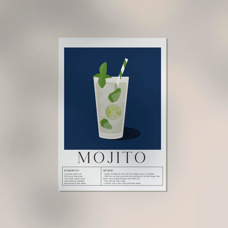 Mojito Drink Dark Blue Art Poster – Fine Art Print UV-Resistant — Ansicht 2