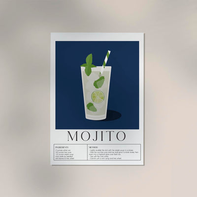 Mojito Drink Dark Blue Art Poster – Fine Art Print UV-Resistant