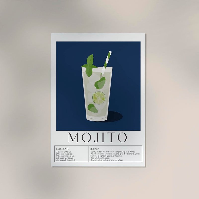 Mojito Drink Dark Blue Art Poster – Fine Art Print UV-Resistant — Ansicht 2