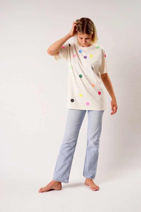 Painted Points T-shirt – Handgestempelte Punkte | Unisex | Nachhaltig
