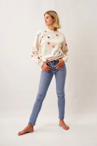 Painted Points Sweater 100% Cotton Hand-Stamped Unisex — Ansicht 4