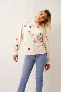 Painted Points Sweater 100% Cotton Hand-Stamped Unisex — Ansicht 3
