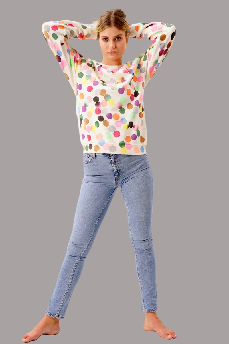 Handstamped Points Allover Sweater – 100% Cotton, Hand-printed — Ansicht 3