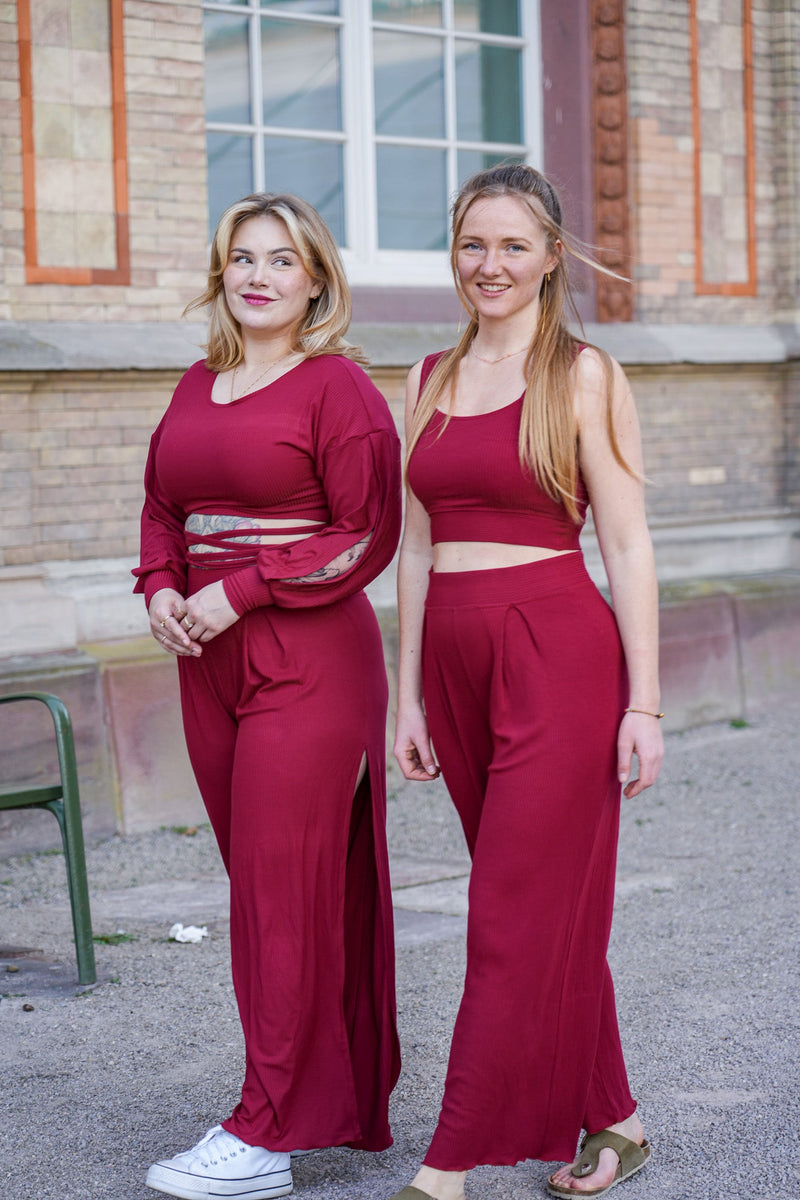 Farrah Comfy Pants High Waist – 100% Tencel™ Berry Red — Ansicht 5